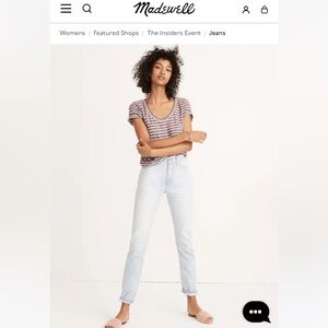 Madewell Jeans 27 C2819 the perfect vintage summer Fitzgerald light wash tapered